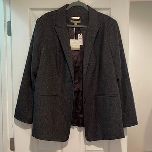 Talbots Dark Grey Wool Blend Blazer - Size 16W